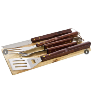 Kit Asado 4 Piezas Tabla Para Parrilla