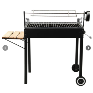 Parrilla a Carbón con Espiedo y Ruedas Metal